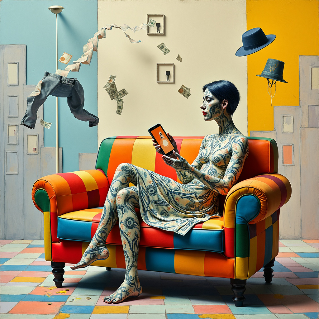 Money Clothes, and Live Streaming self sitting on a couch Birthday Card