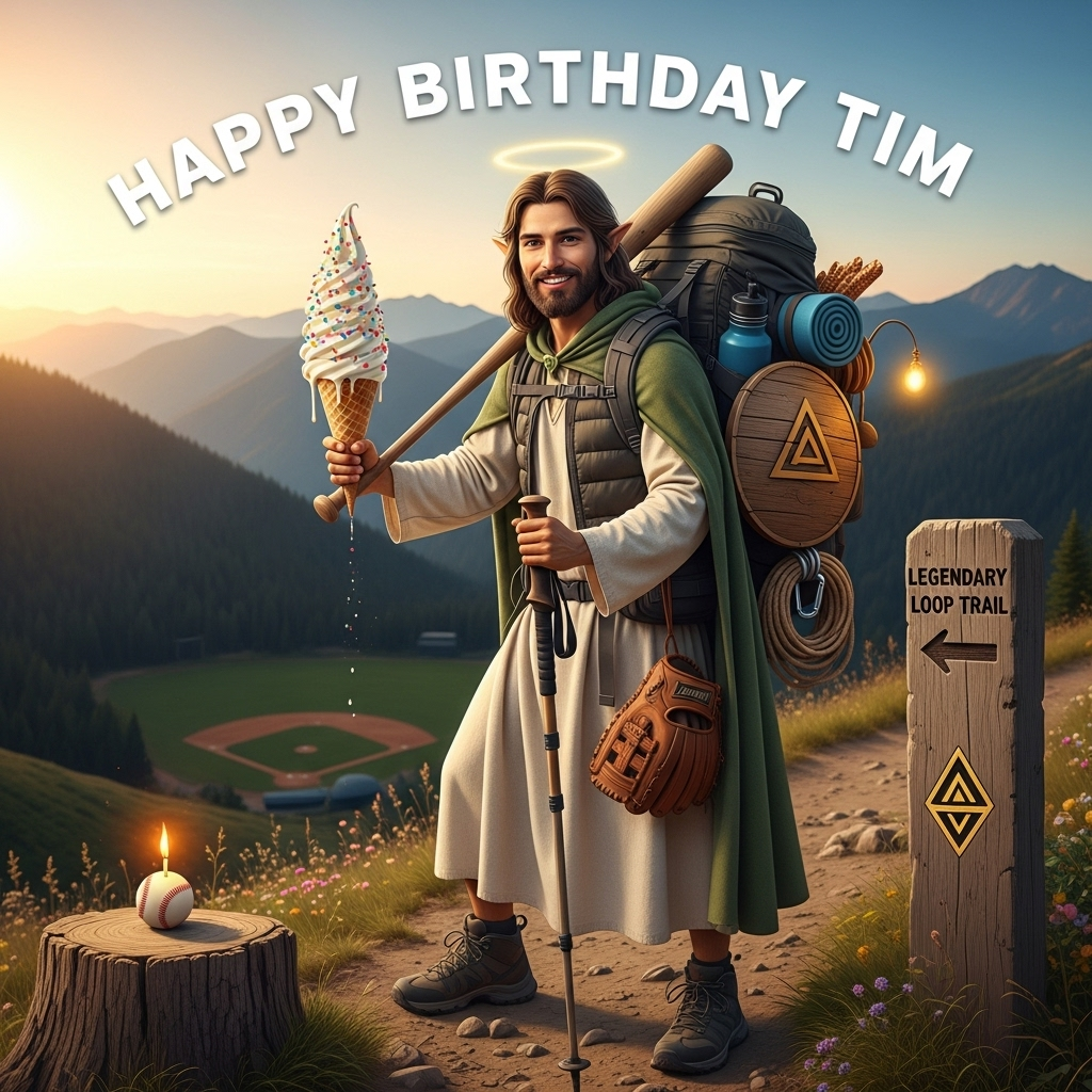 Baseball, Ice cream, Jesus, Hiking, Zelda, and Birthday Card
