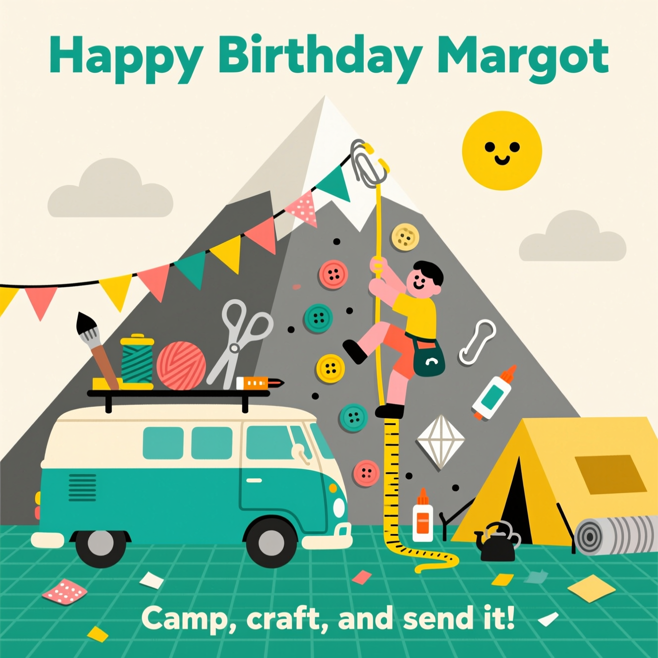 Campervan, crafts, climbing, and Birthday Card