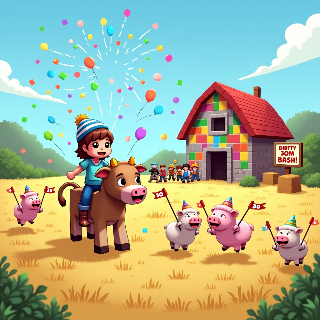 Minecraft dirty 30 birthday party on a farm Birthday Card