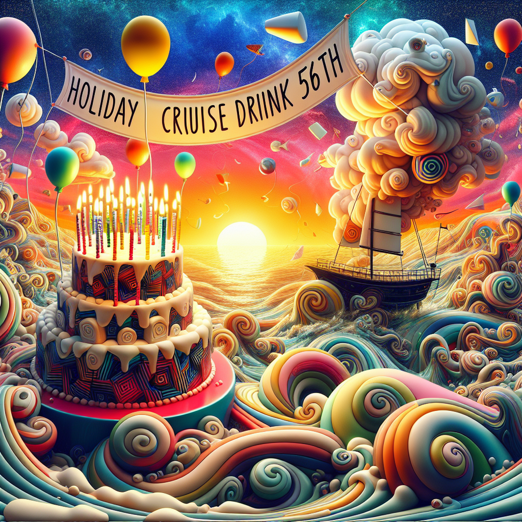 An abstract birthday invitation features the phrase 'HOLIDAY CRUISE DRINK 56TH' hovering atop a vibrant buoy amidst an unpredictably undulating ocean filled with strange, floating geometric shapes. A surreal cake festooned with flickering candles curiously distorts in spatial dimensions, as a banner gracefully stretches over ahead, whimsically warping around wispy clouds taking the form of unconventional, exotic fish species. This amalgamation takes place in front of a stunning backdrop of sundown that fervently spills an array of surreal colours into the dancing water, creating a magnificent spectacle.
Generated with these themes: HOLIDAY CRUISE DRINK 56TH.
Made with ❤️ by AI.