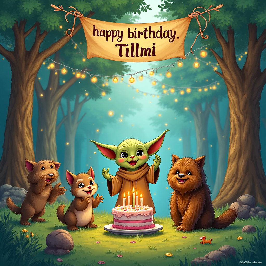 Star wars, yoda, ewoks, wookies, and Birthday Card