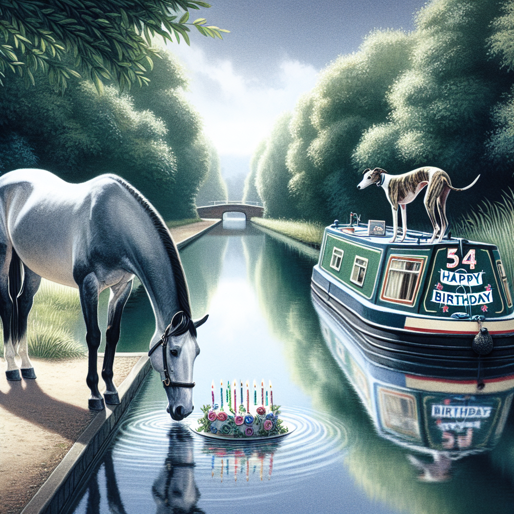 Greyhound, Canal boat , and Horse Birthday Card