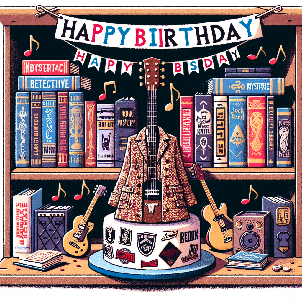Mystery books, and Rock music Birthday Card