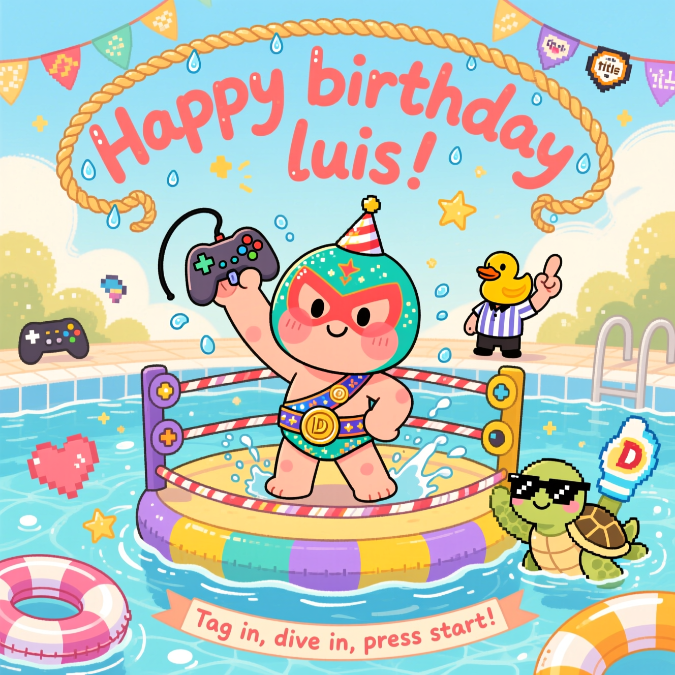 Wrestling , Swimming , Gaming, and Birthday Card