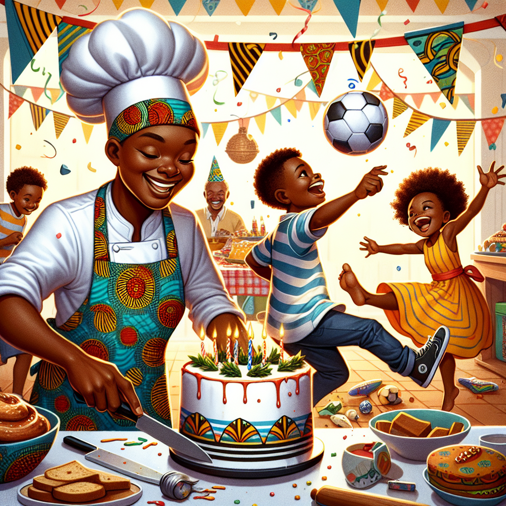Chef, Sons, Daughter, African prints, Party, and Sons soccer Birthday Card