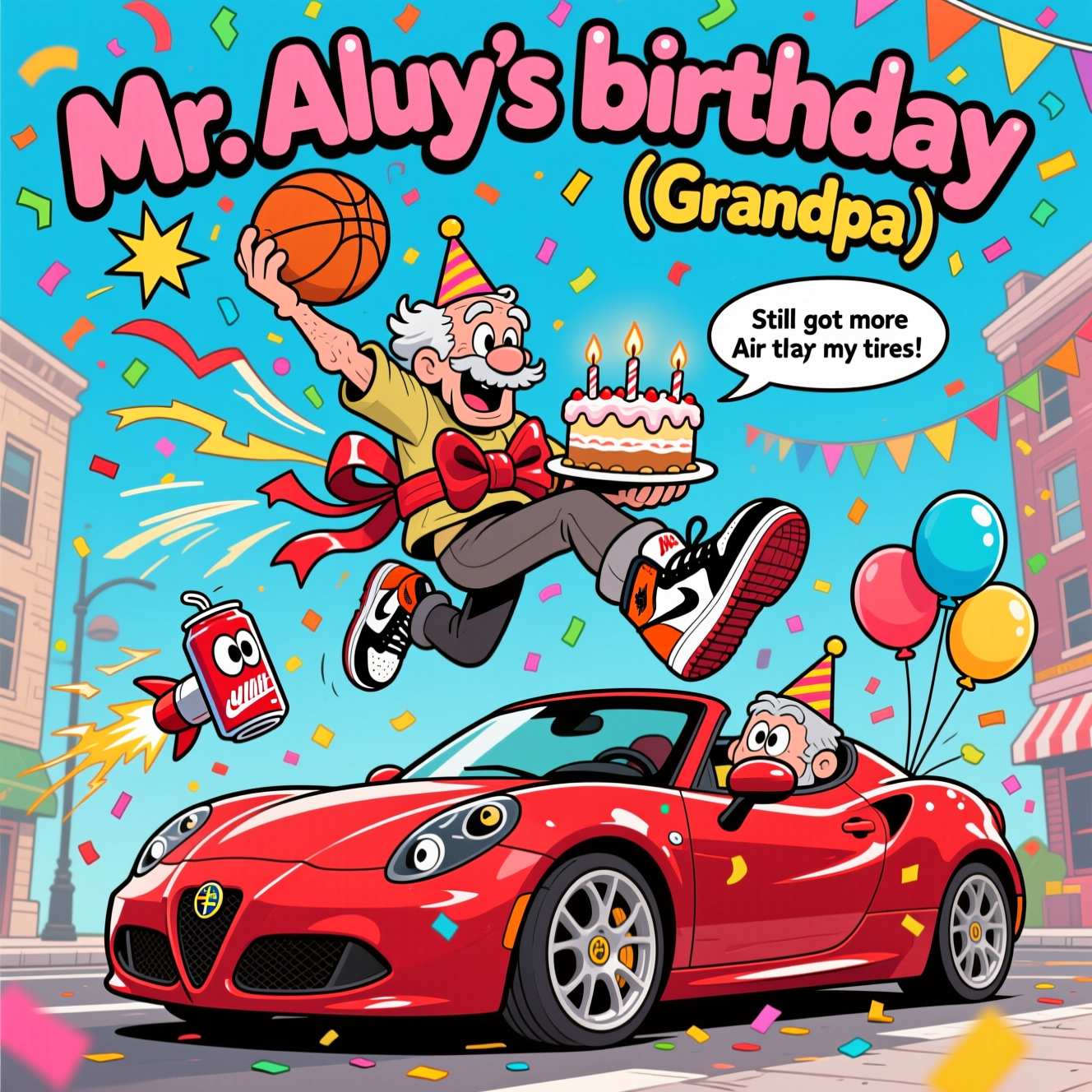 Nike Air Jordan, Bullit drink, Alfa Romeo, , and Birthday Card