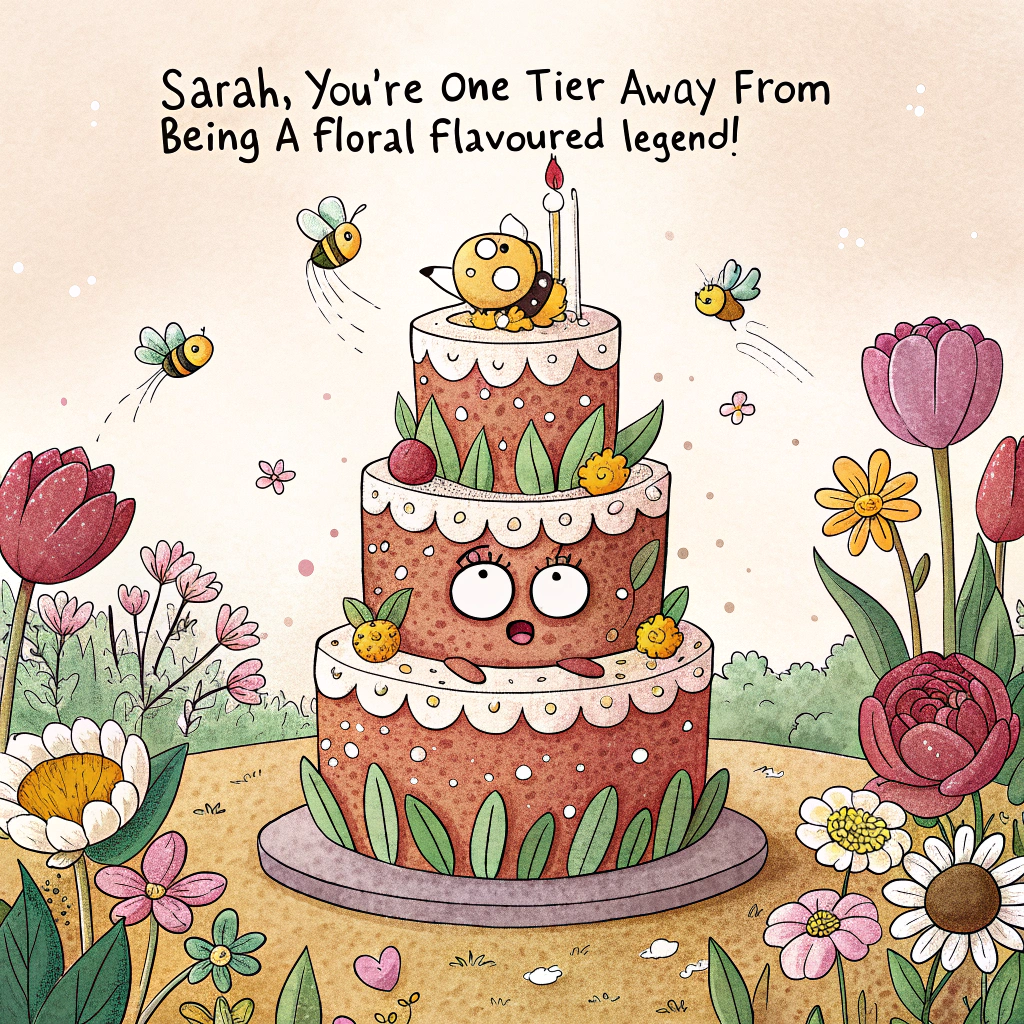 Happy Birthday Sarah , Cake, Flowers , and Birthday Card
