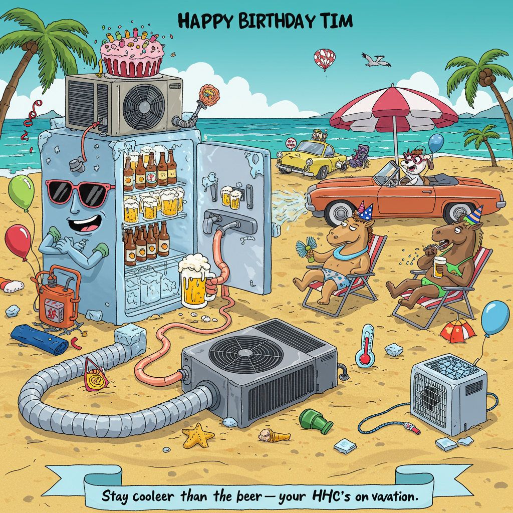 Refrigeration, Hvac, Sarcastic, Alcohol , Horses, Dogs, Cars, Beach, and Birthday Card