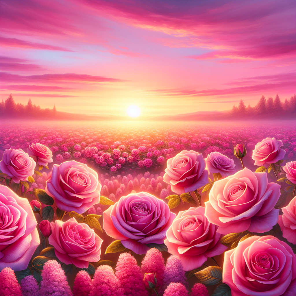 Pink roses, and Sunset Valentines-day Card
