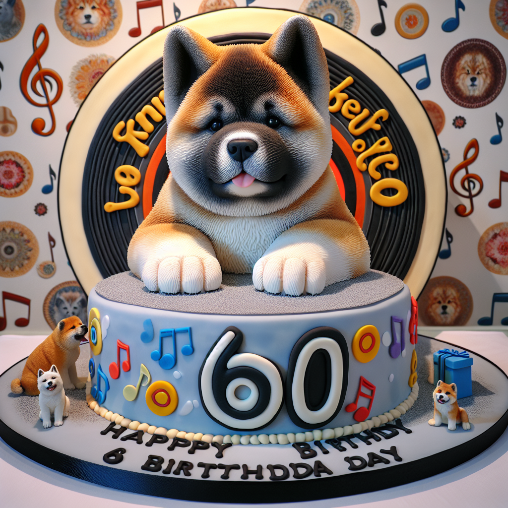 Illustrate an enjoyable birthday scenario that carries an air of realism, with a critical feature being the presence of large, life-sized American Akita puppies. These friendly, fluffy canines bring a comforting warmth to the surroundings, their well-known loyalty reflected in the atmosphere. The ambiance is further uplifted by the subtle presence of musical notes and clefs decorating the walls, hinting at a love for music—the more prominent musical theme being mirrored by layered birthday cake fashioned to resemble the texture of a vinyl record. The age '60' is triumphantly declared atop this unique cake. Imagery, reminiscent of the patterns commonly seen on 60s era music album covers, is cleverly incorporated into the general decor.
Generated with these themes: American Akitas, The Beatles, Music, and 60.
Made with ❤️ by AI.