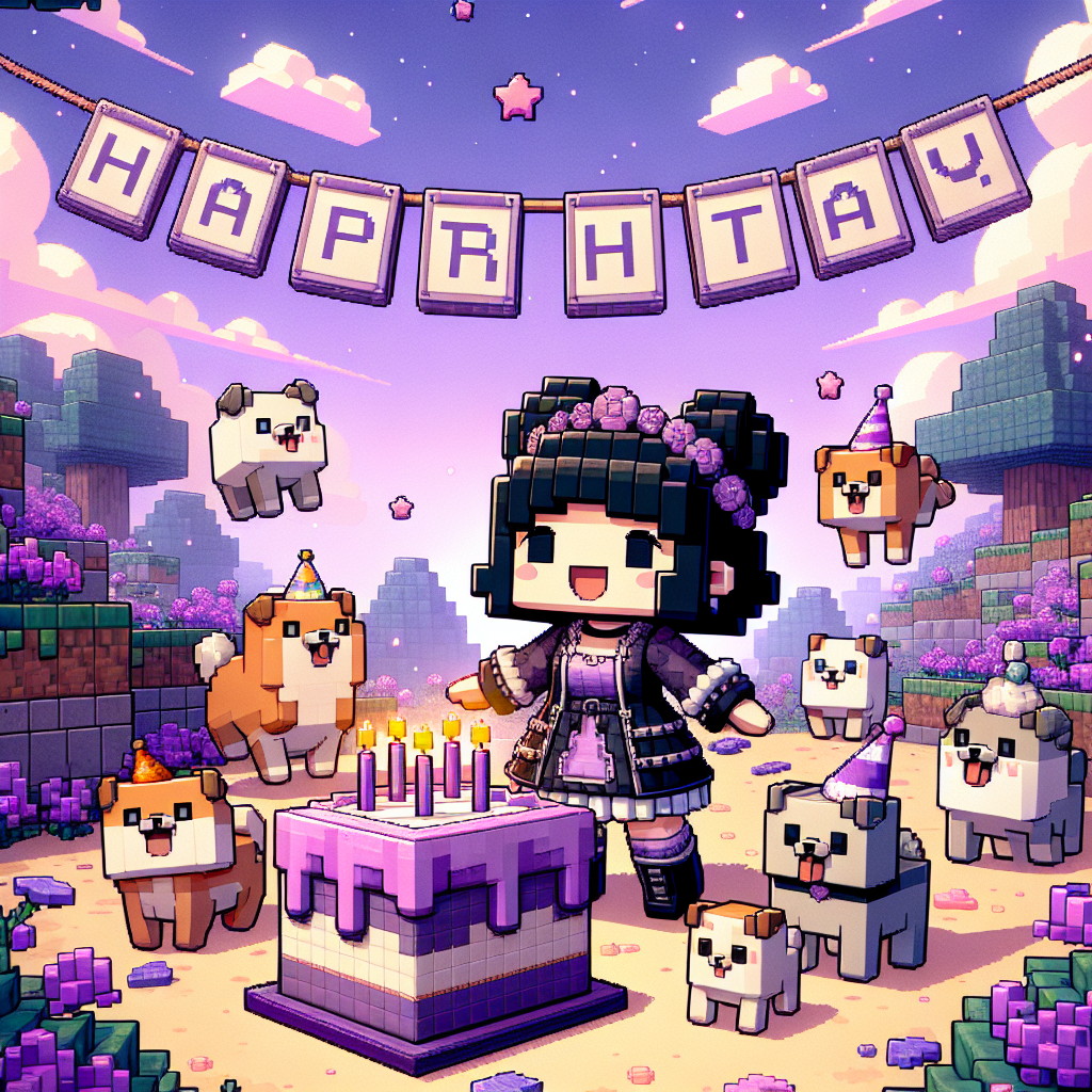 Aphmau, Wolves, Purple , and Minecraft Birthday Card