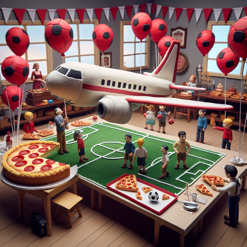 In an adorable and lifelike birthday scenario, guests gather around a joyfully garnished area themed around football, exemplified by red party balloons featuring a soccer ball emblem. The showpiece is a birthday cake, ingeniously designed to resemble an airplane, capturing the guest of honor's passion for aerodynamics, and elegantly crowned with vanilla ice cream simulations of clouds. The attendees are engrossed in piecing together a jigsaw puzzle, which when completed, unfurls an image of pizza—a jovial wink to the birthday individual's preferred meal. Simultaneously, a diminutive reproduction of a football stadium is exhibited on a secondary table, symbolising the birthday participant’s favorite sports team.
Generated with these themes: Liverpool football, Jigsaw, Pizza , Vanilla ice cream, and Airliner .
Made with ❤️ by AI.