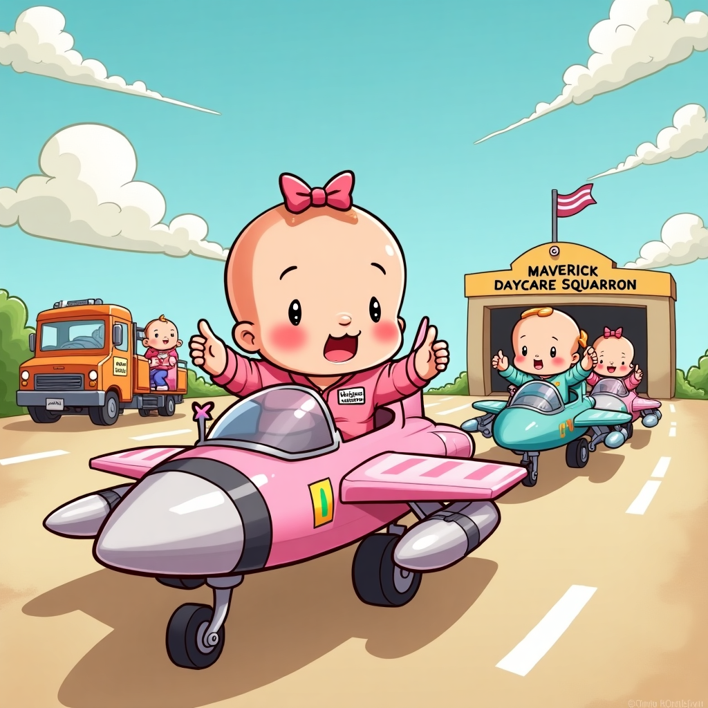 A cute scene from a top gun for a baby girl New-baby Card