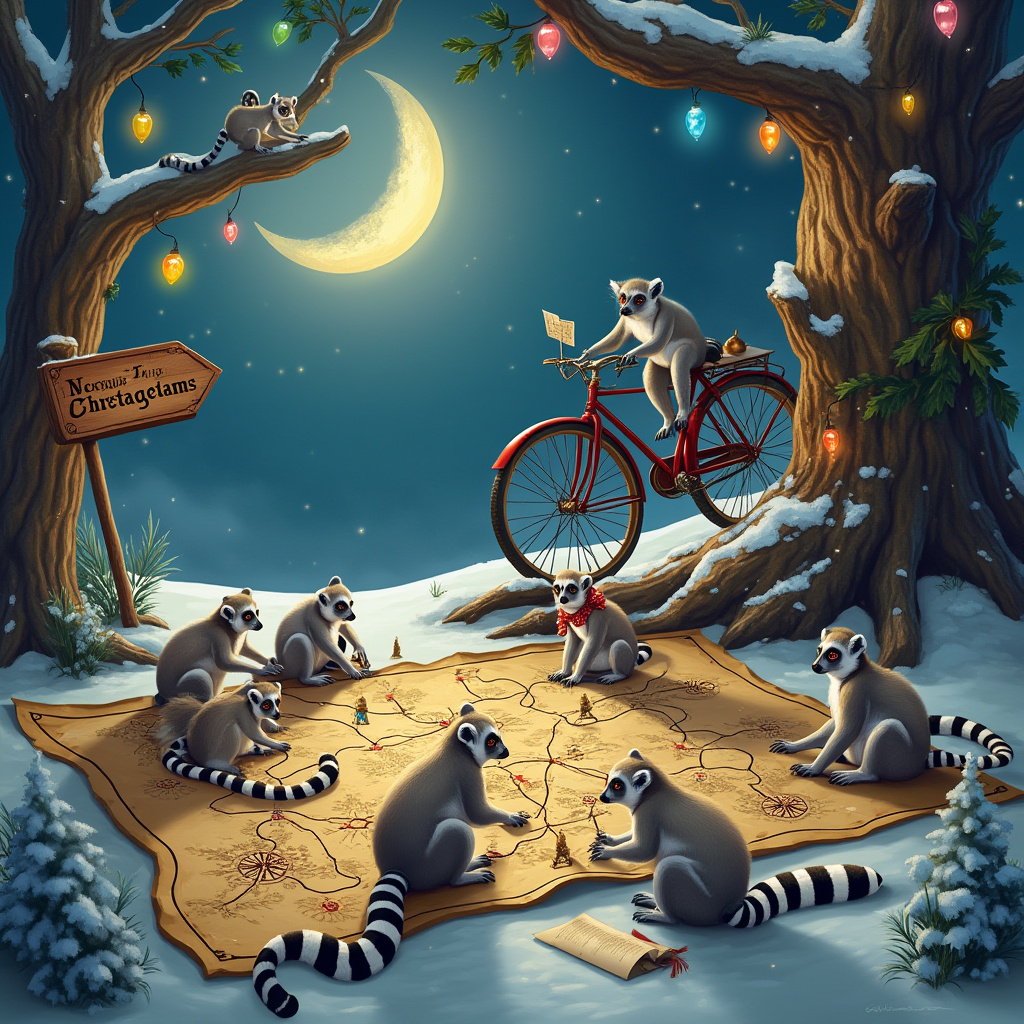 Boardgames, Lemurs, and Bicycle Christmas Card