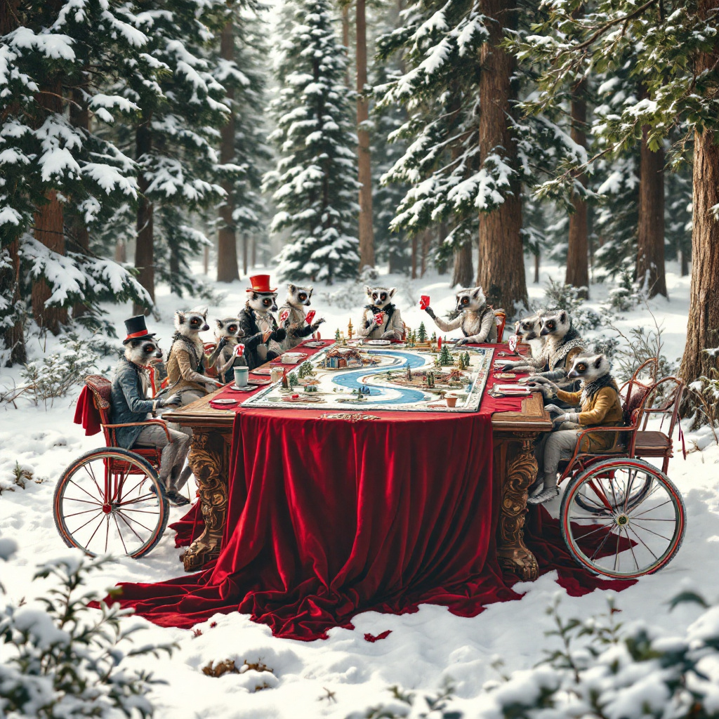 Boardgames, Lemurs, and Bicycle Christmas Card