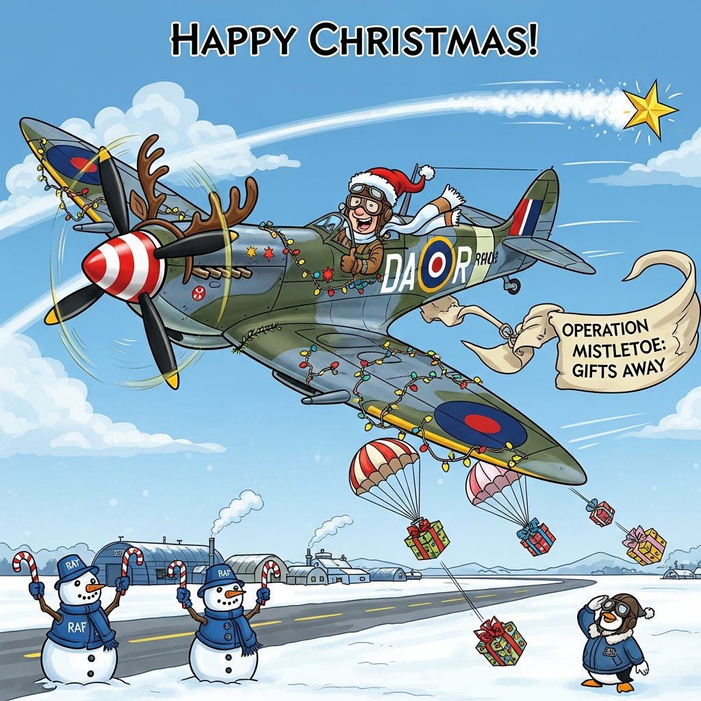 Spitfire, RAF, WW2, and Christmas Card