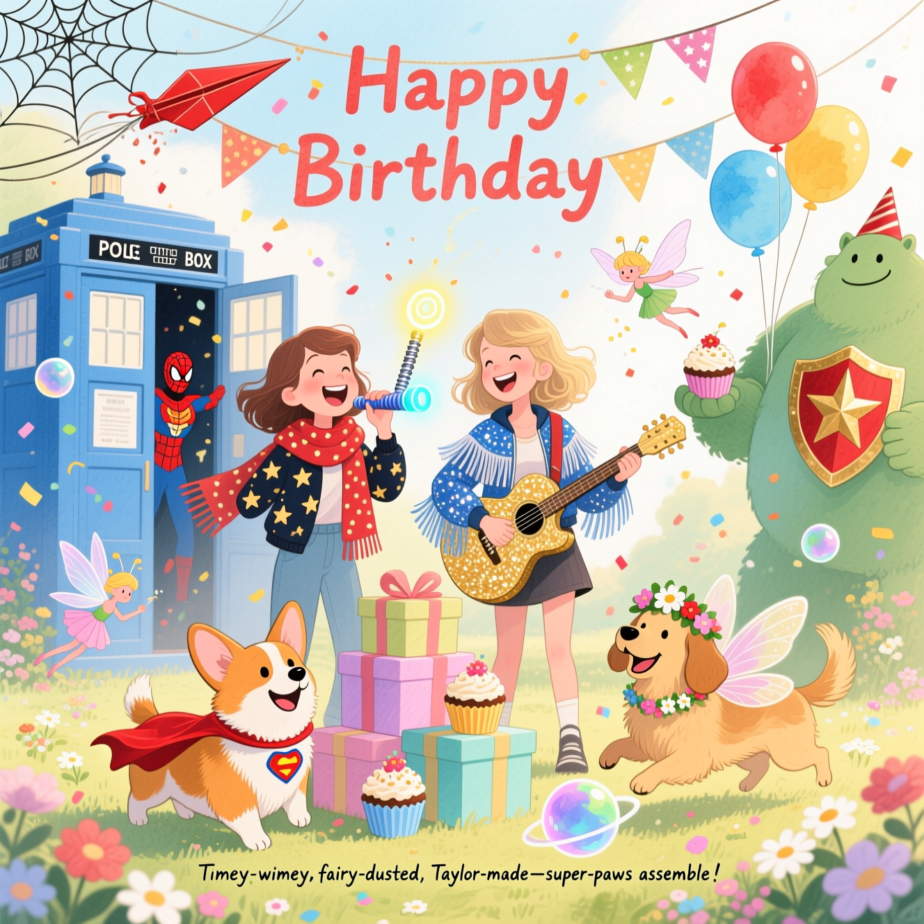 Sister, Dogs, Flower fairies, Doctor who, Taylor swift , Marvel superheroes, and Birthday Card