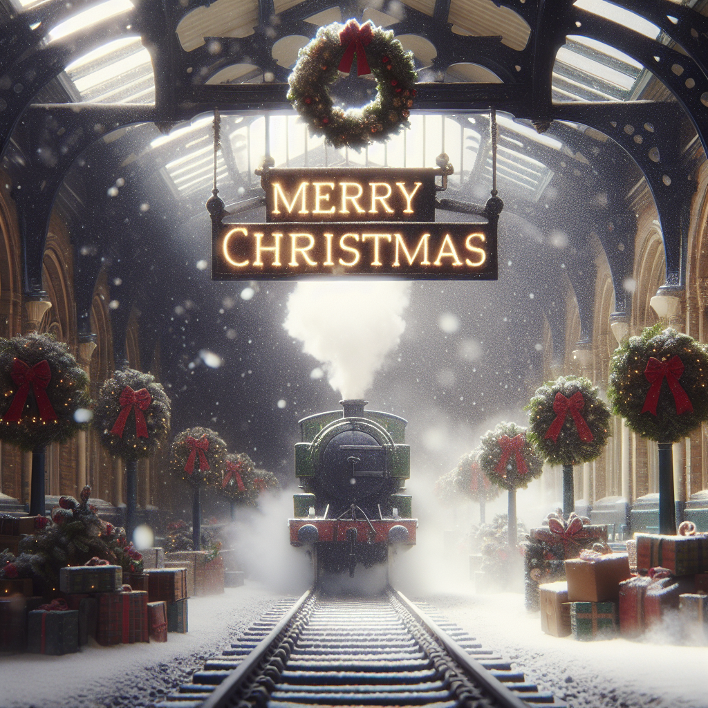 In this somber Christmas scene, a Victorian-engineered train station is delicately embellished with wreaths and ribbons. Snow gently falls, blanketing the tracks. The steam from the locomotive swirls in the air, subtly forming the words 'Merry Christmas' above the platform.
Generated with these themes: Engineering.
Made with ❤️ by AI.