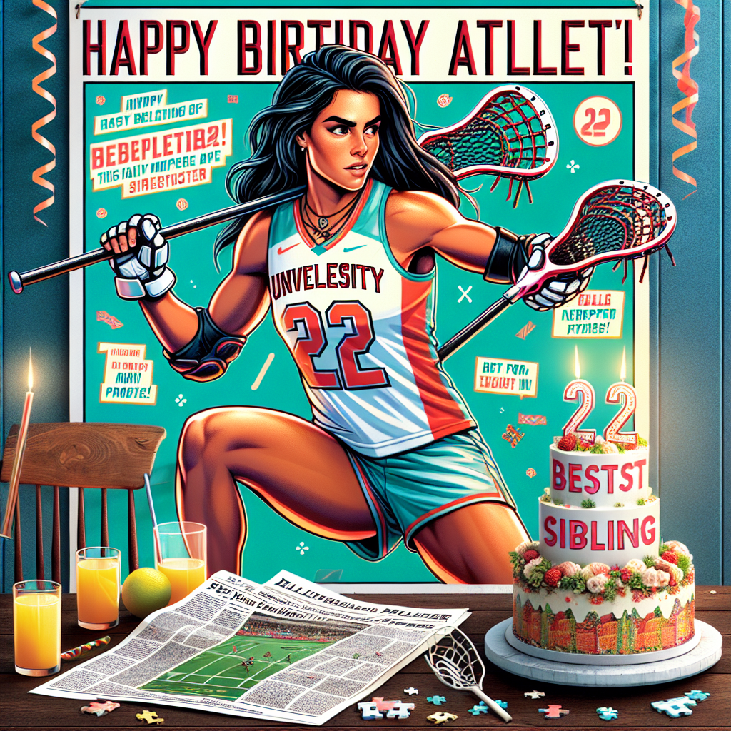 Happy Birthday Jasmine!, Lacrosse, Cambridge, Strong woman , Sporty, athletic, super cool, 22nd birthday, Best sister, Dark hair, Cake , and Newspaper puzzles at brunch Birthday Card