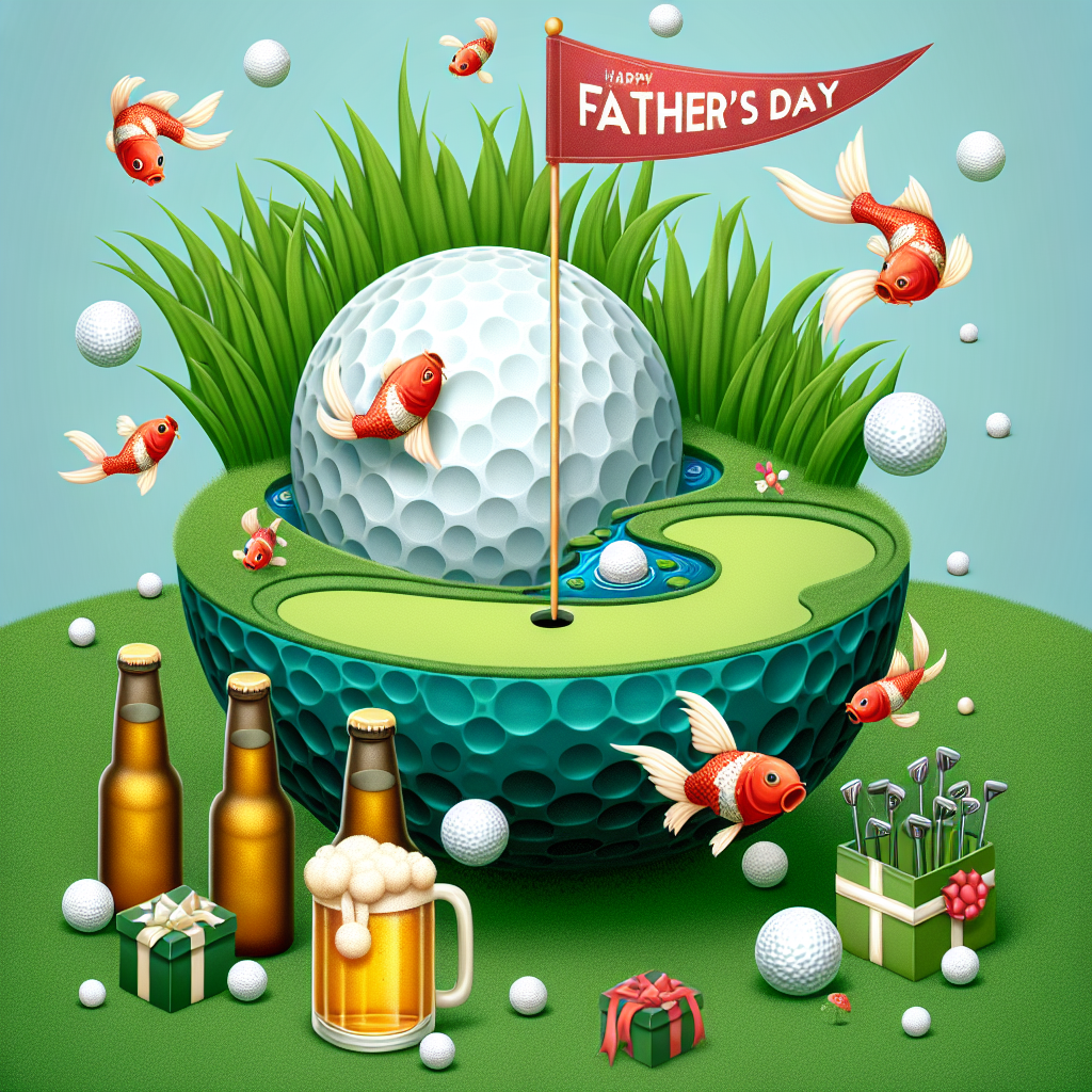 Farthers day, Golf, Koi, and Beer Fathers-day Card