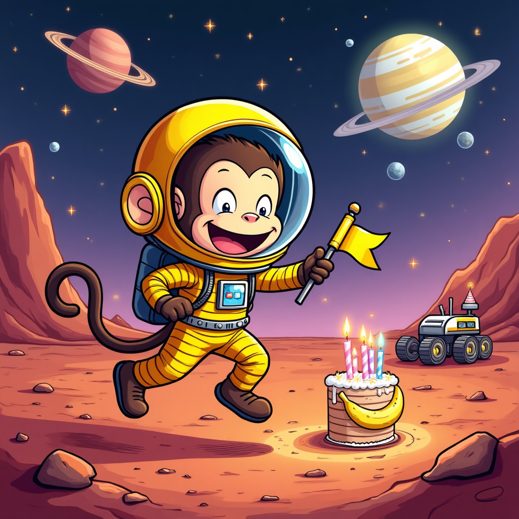 Monkey on mars, and Birthday Card
