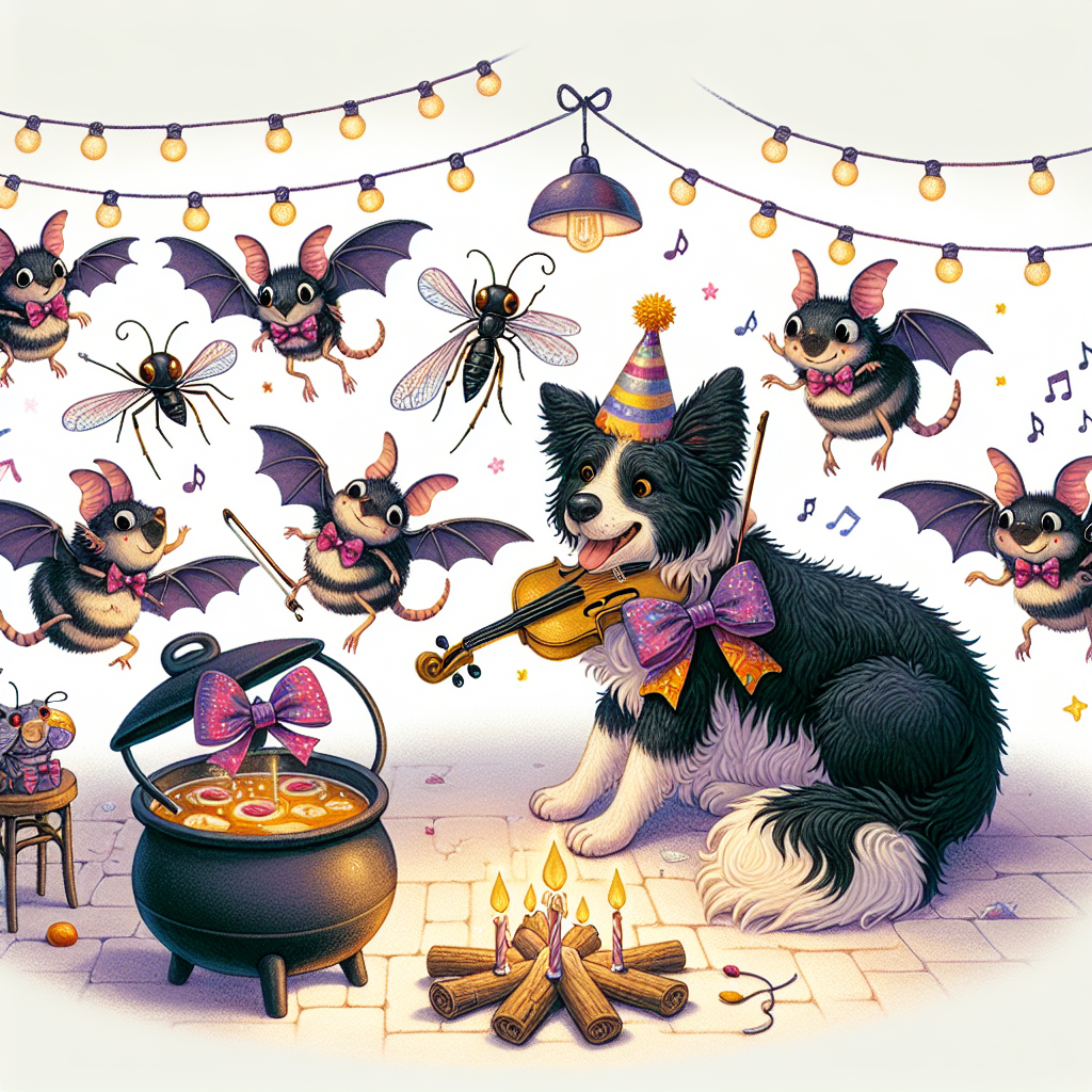 Bats, Cricket, Cider, and Border Collie Birthday Card