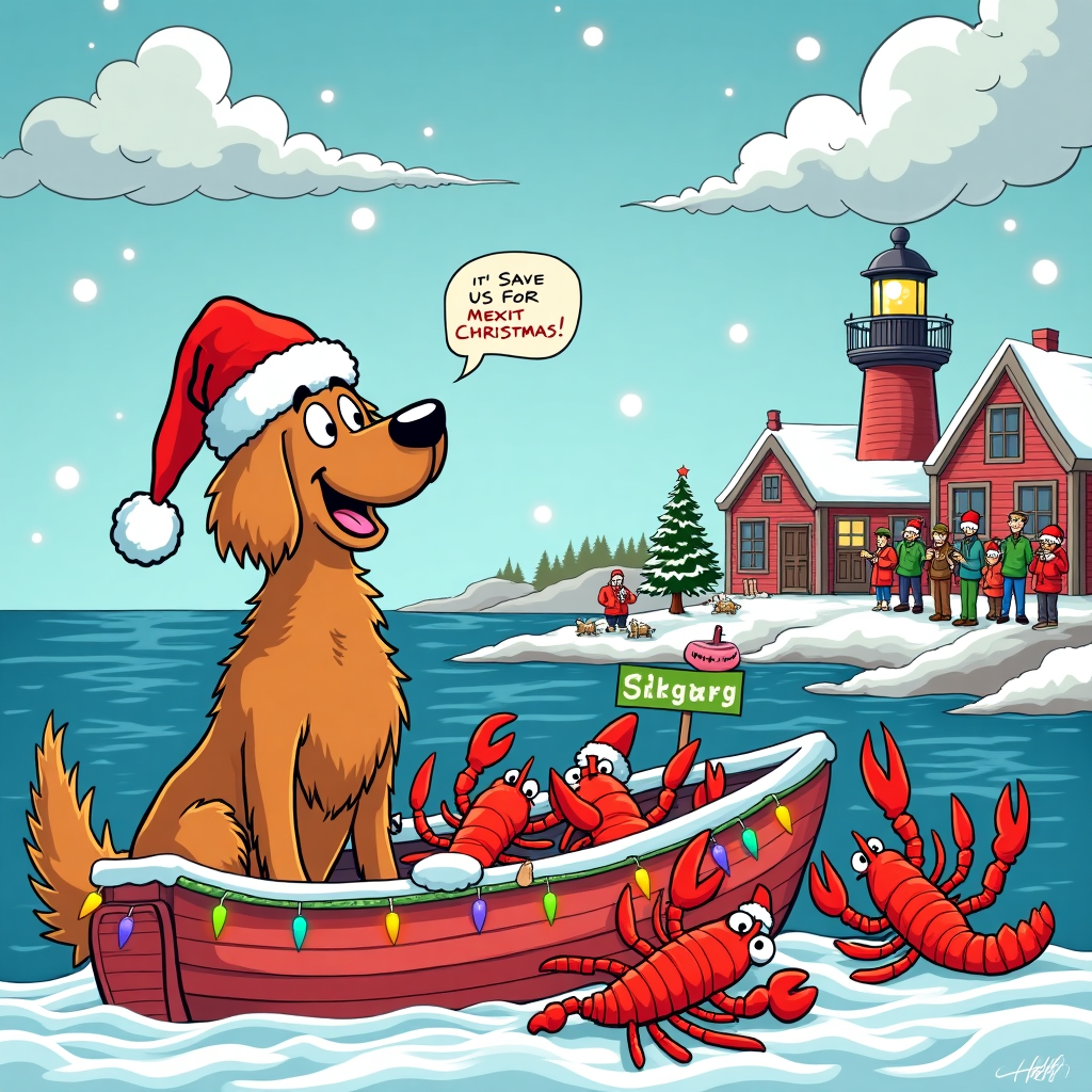 Nova Scotia Duck tolling retriever, Lobster fishing, and Conservation Christmas Card