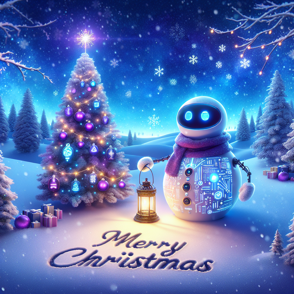 Christmas company card - LILT the leading AI enterprise solution for translation and localization. , Colours blue and purple , and Giving the gift of AI translation Christmas Card