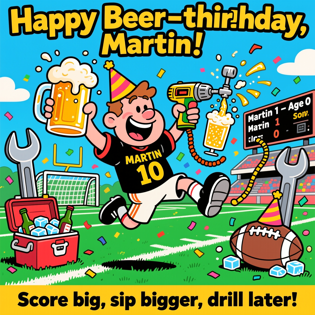 Beer,football,power tools, and Birthday Card