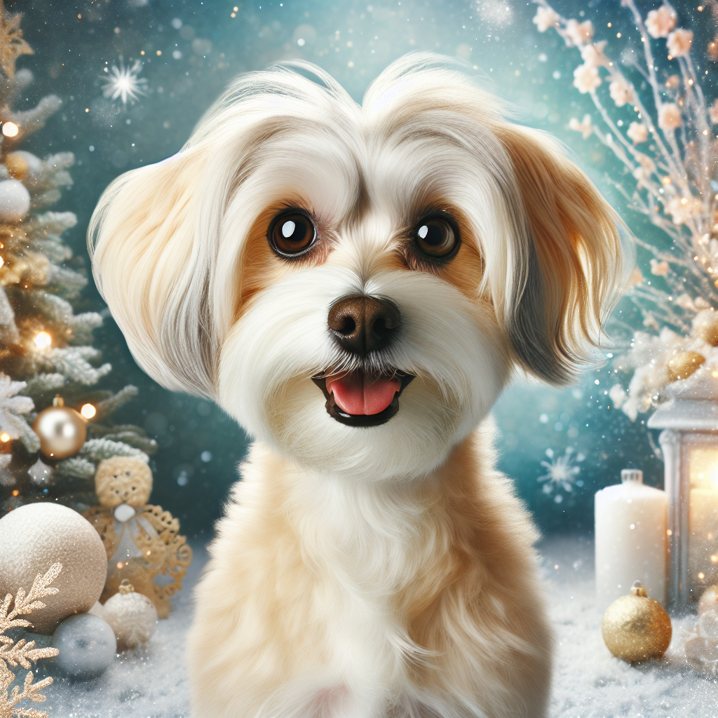 In this heartwarming Christmas-themed cartoon, a slender adult dog with a blend of Maltese heritage sports a light blond to brown coat. The pet's expressive dark brown eyes are filled with joy and stand out against the snowy, yuletide backdrop that surrounds it, creating a picture-perfect holiday moment.
.
Made with ❤️ by AI.