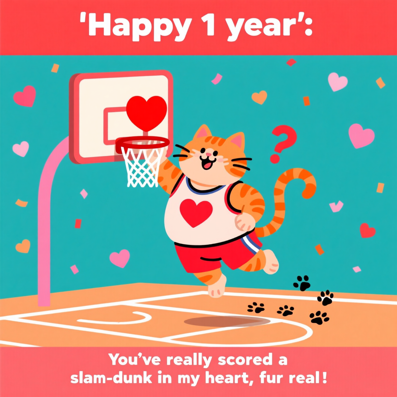 Cat, Basketball, and Valentines-day Card
