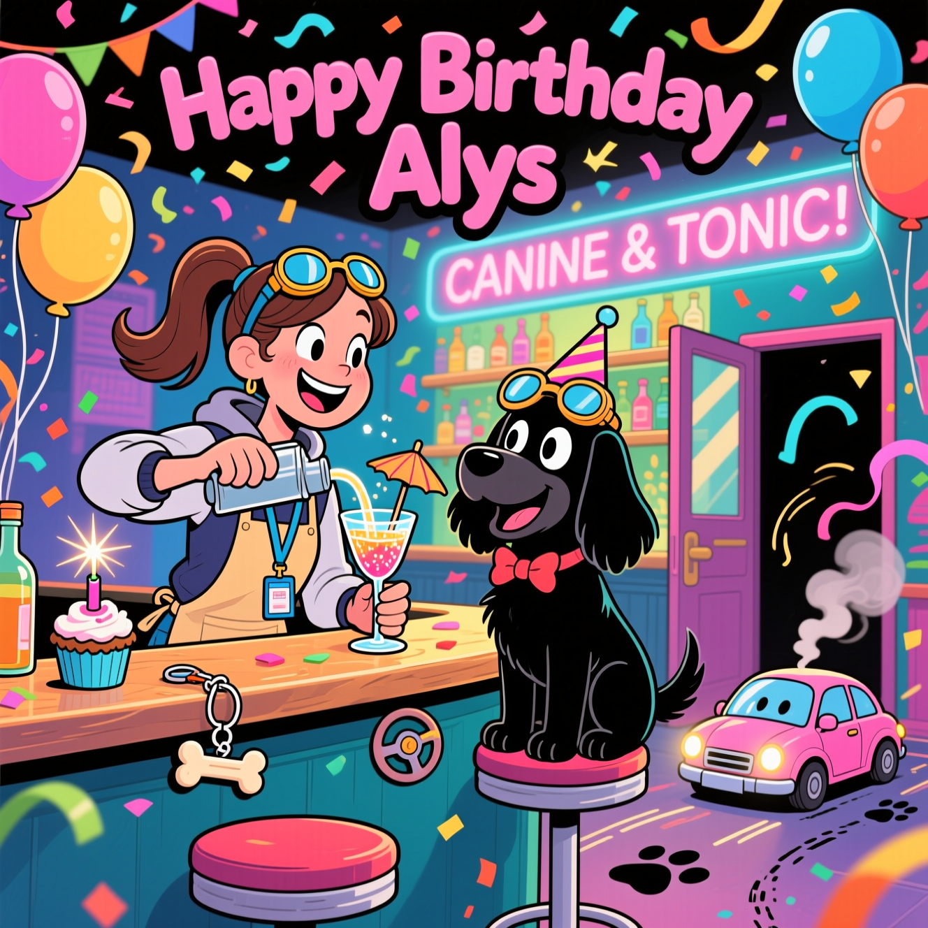 She is a university student  and loves holidays and her black spaniel and her little car, and Birthday Card
