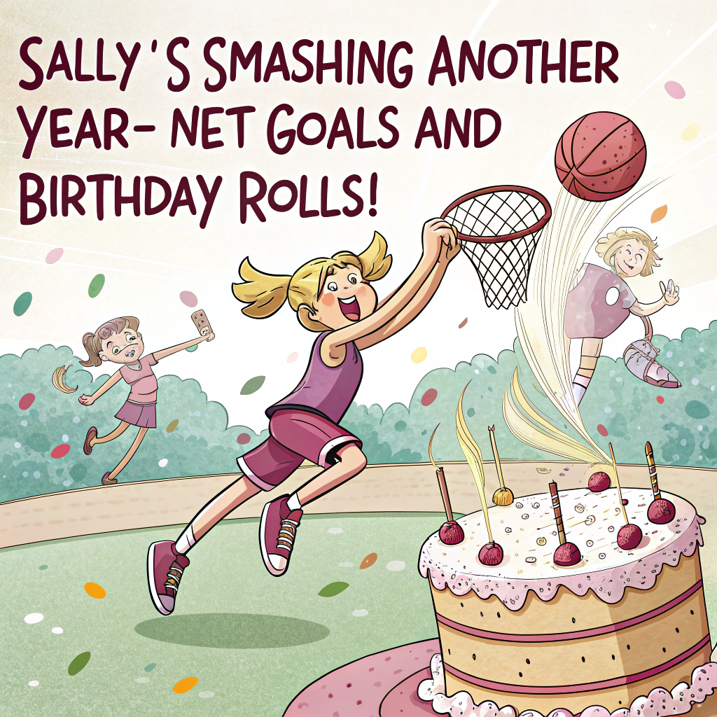 Loves playing netball, she has blonde hair, its her birthday today Birthday Card