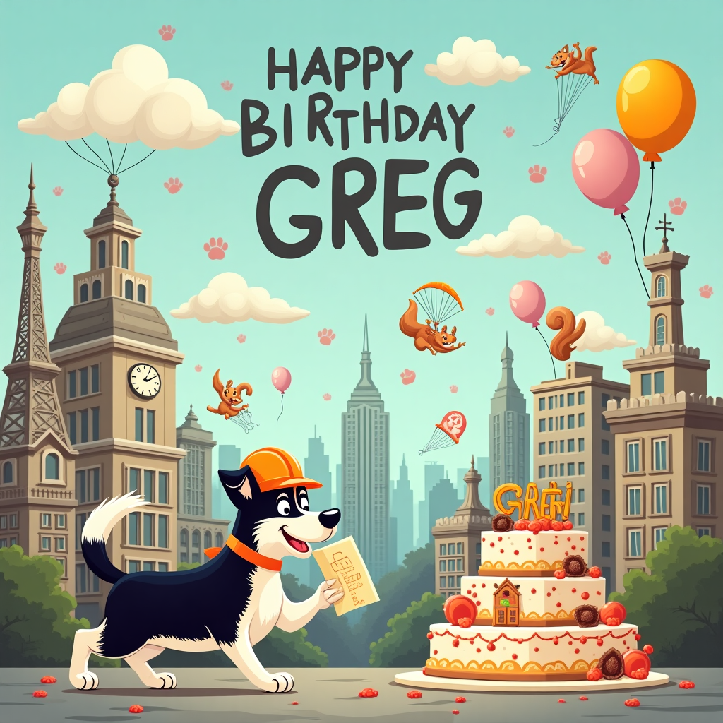 Border Collie, and Architecture Birthday Card