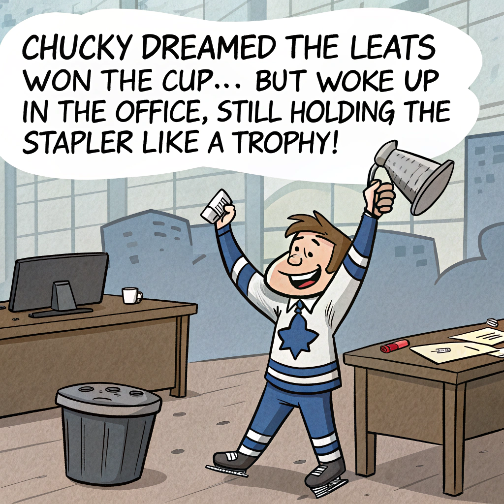 Toronto Maple leafs finally with ing the cup but it was a dream, and Office setting Birthday Card