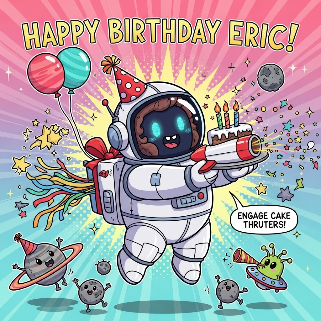 Astrobot, and Birthday Card