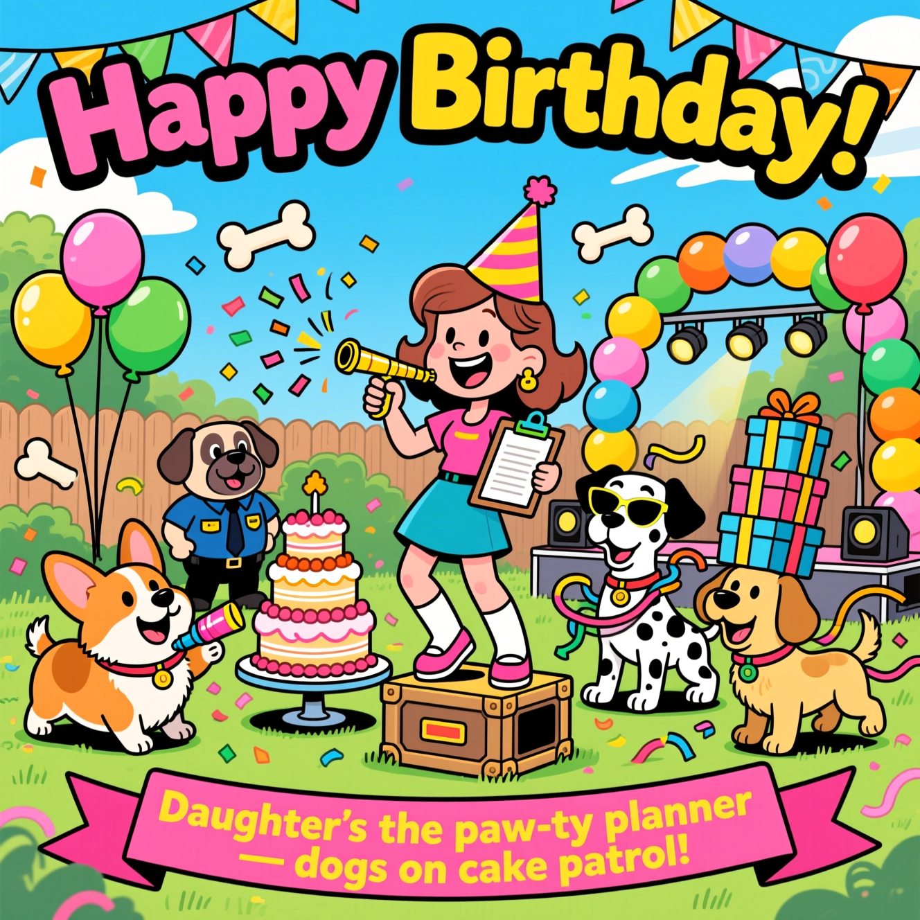 Dogs daughters events, and Birthday Card