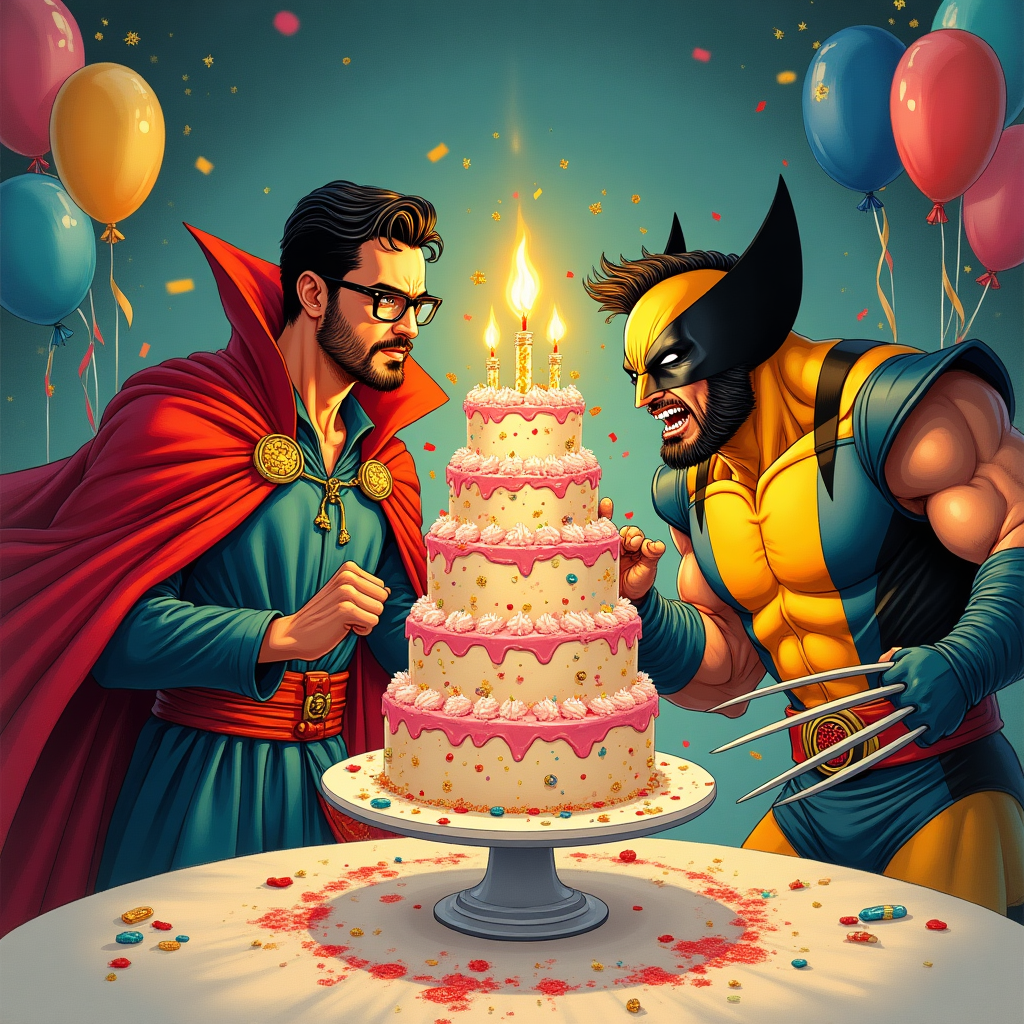 Dr Strange Marvel (Pakistani with black glasses) fighting , Fight scene , Wolverine Marvel, Fighting battle , and Birthday Card