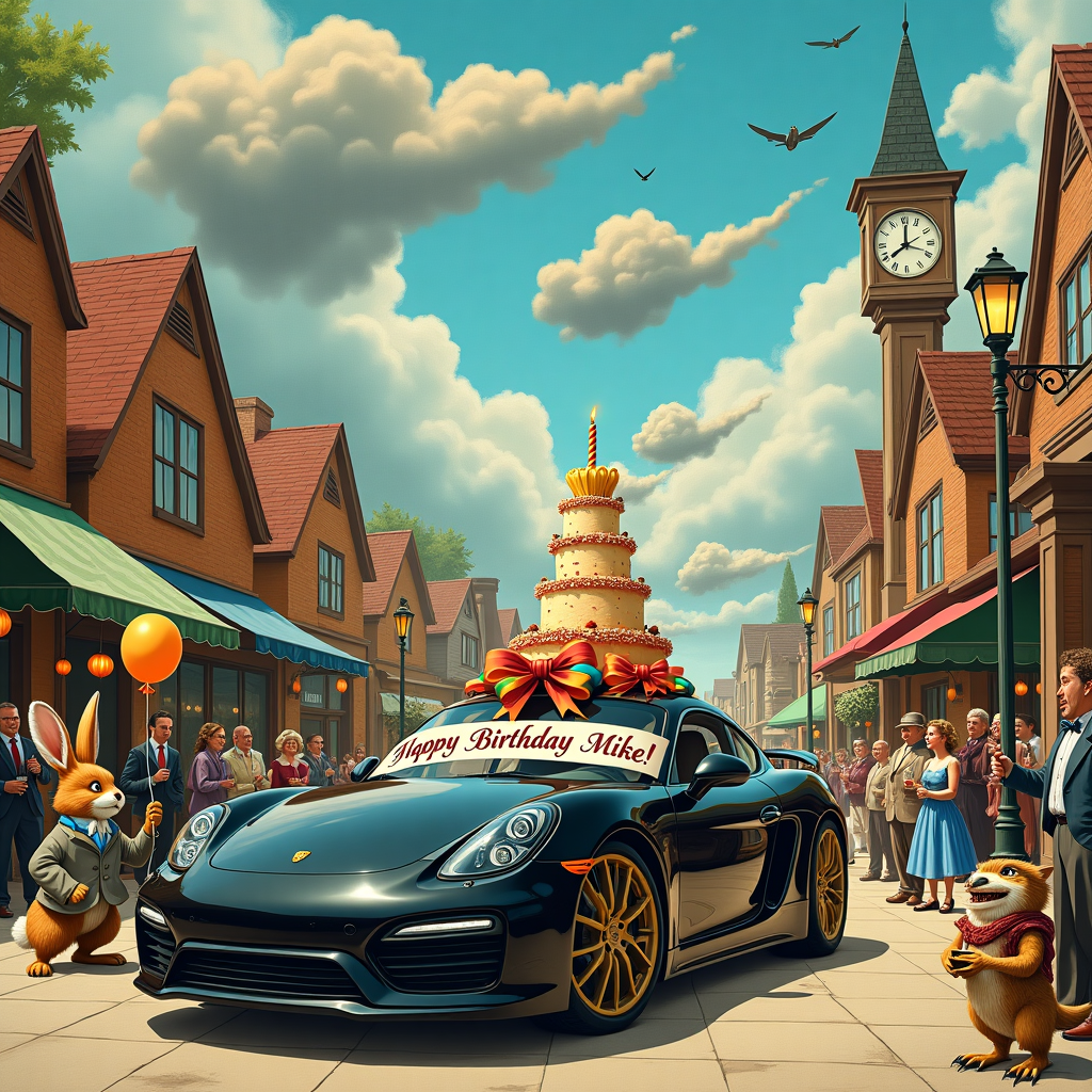 Black Porsche Cayman Birthday Card