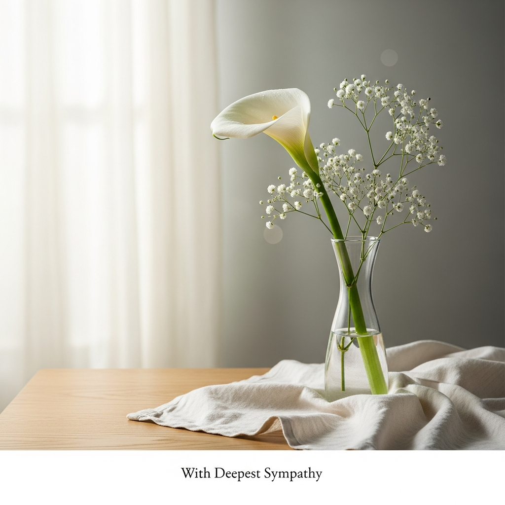 Delicate floral design, Message: With Deepest Sympathy, and Sympathy Card