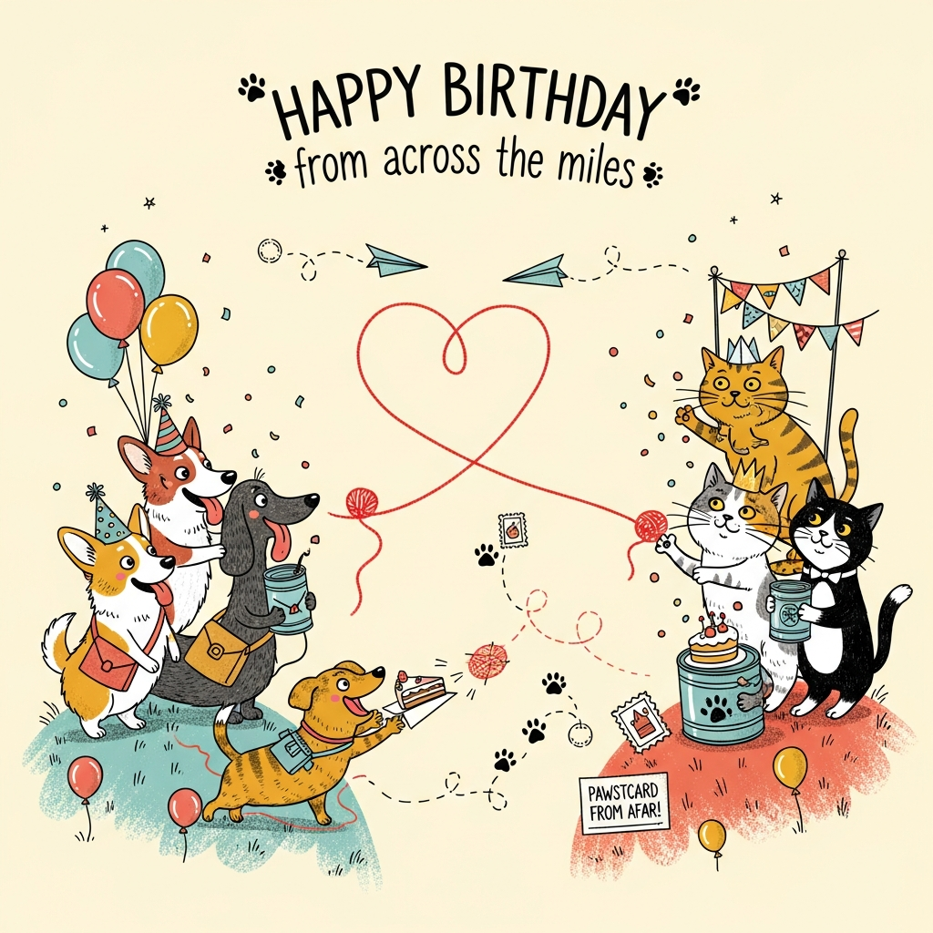 Silly dogs and cats, and Birthday Card