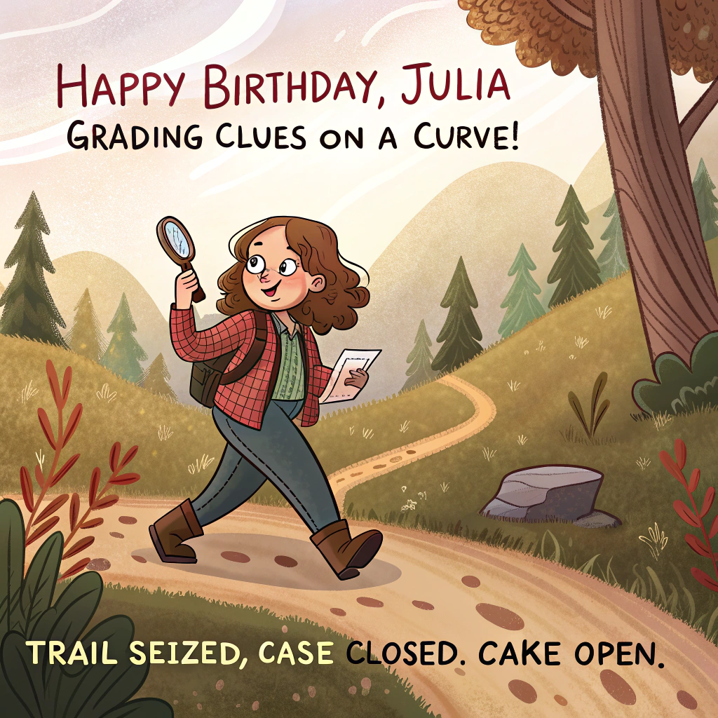 Teacher, Crime stories, Hiking, and Birthday Card