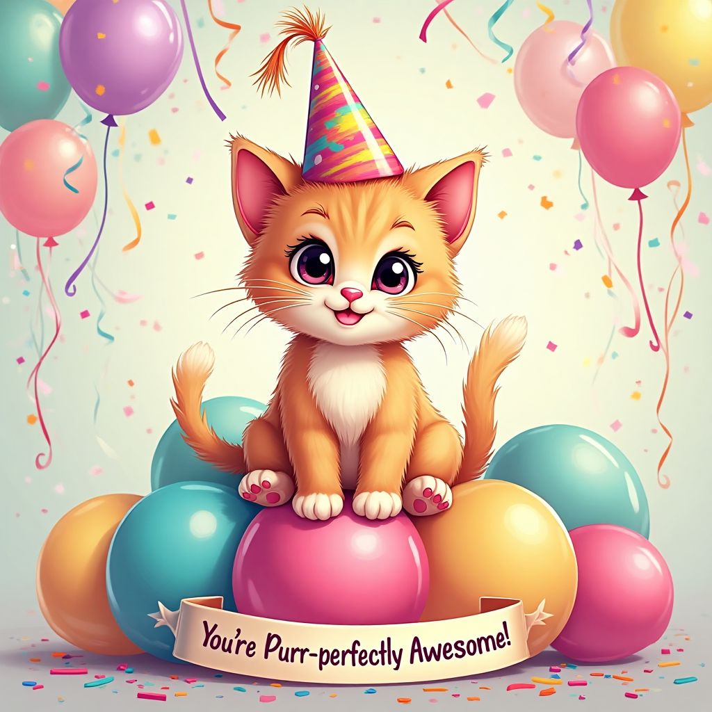 Kitten, and Birthday Card