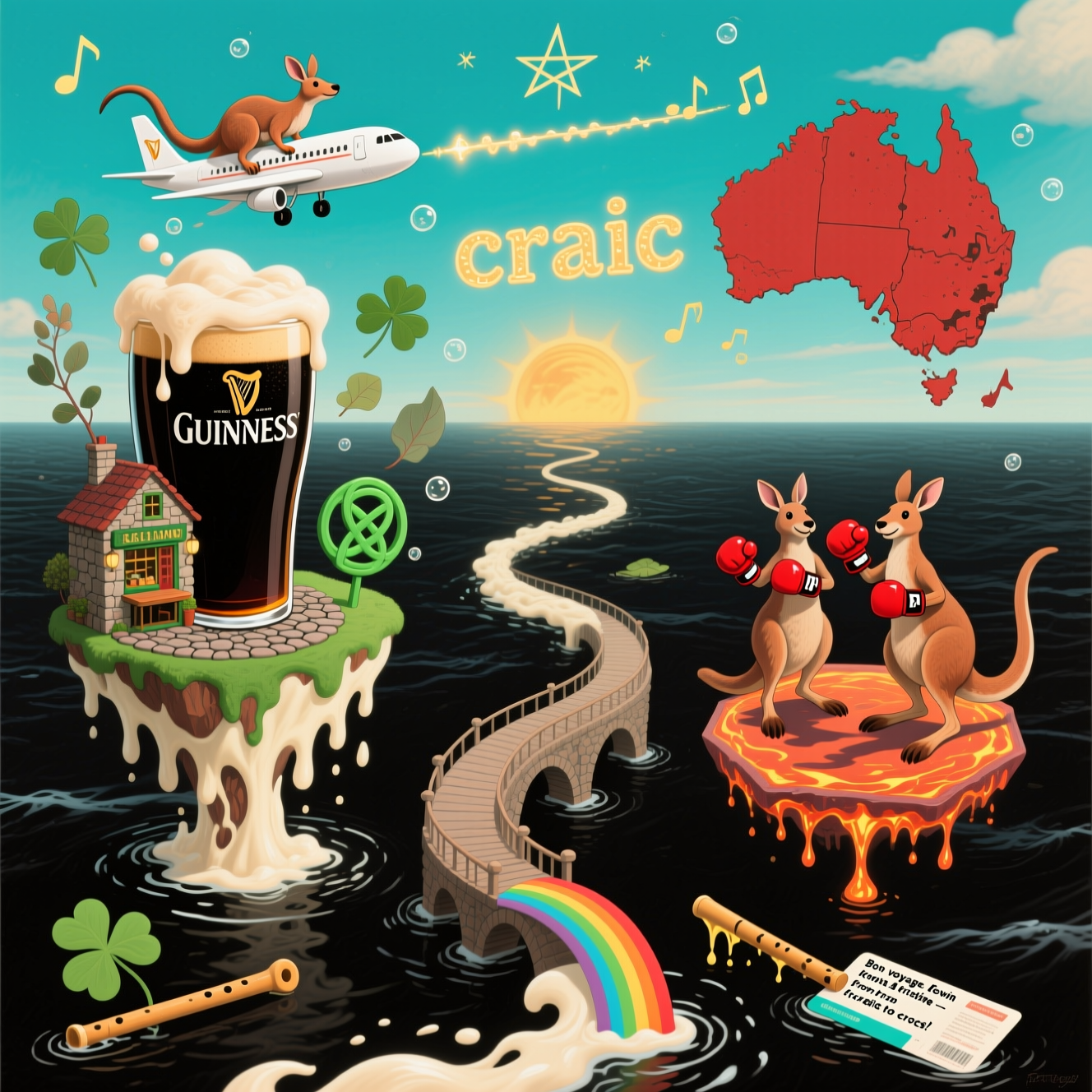 Bon voyage Kevin & kristine, Ireland to Australia, craic, Guinness, mma, and Farewell Card
