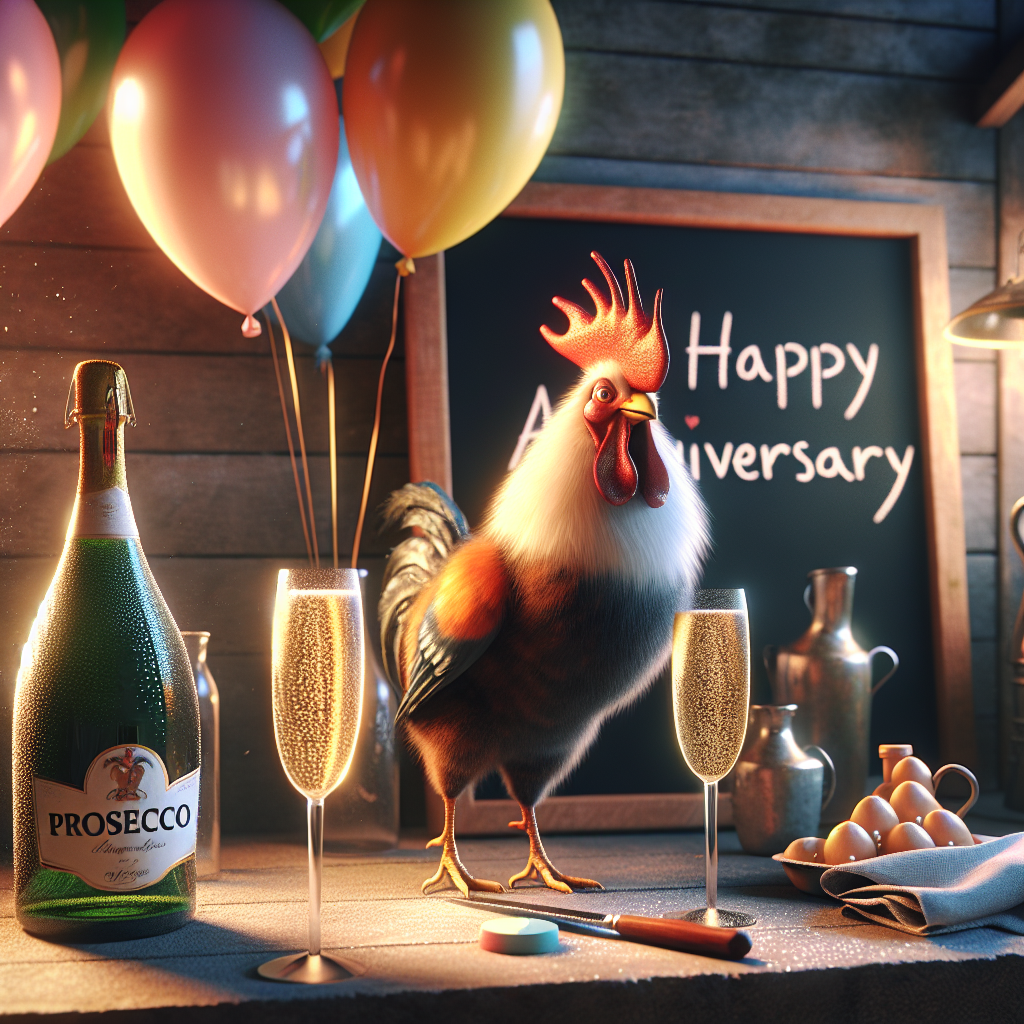 Cock, and Prosecco Anniversary Card