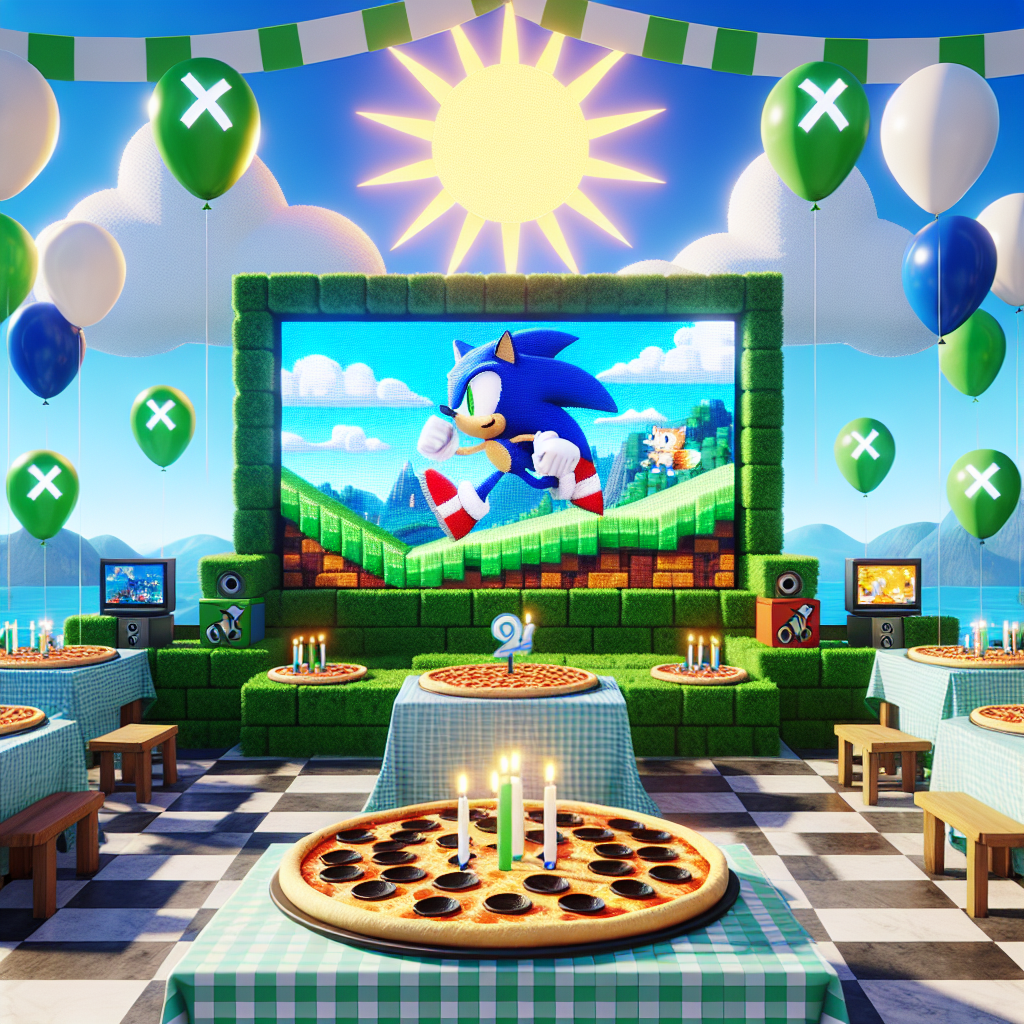 Sonic, Xbox, Youtube, Roblox, and Pizza Birthday Card