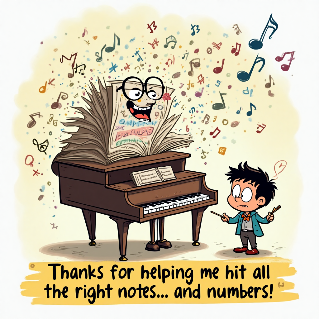 Piano, maths, and Thank-you Card