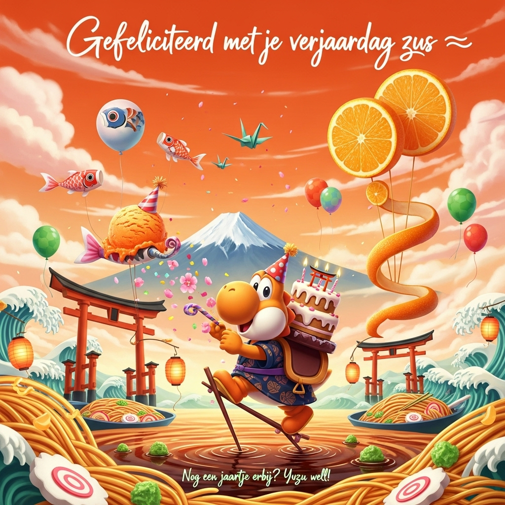 Japan Yoshi Orange, and Birthday Card