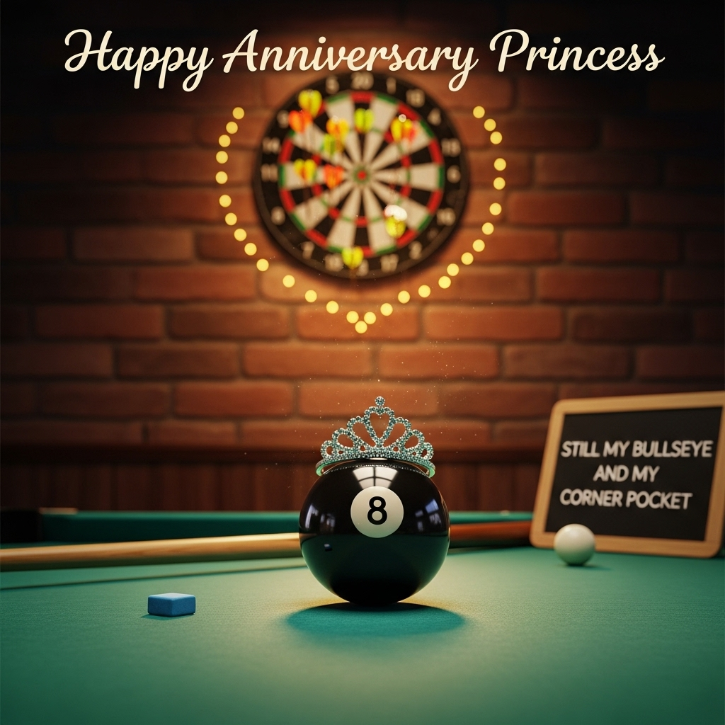 8 ball pool , darts, and Anniversary Card